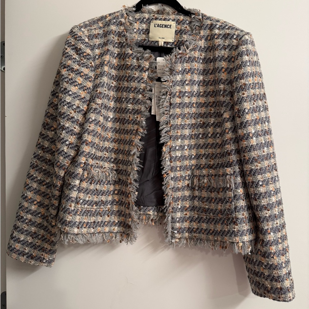 L'AGENCE Multicolor Tweed Blazer – Size 14 – NWT